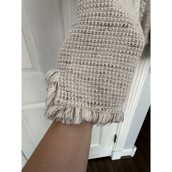 VGUC NIC+ZOE Plus Ribbon Trim Fringe Jacket Cream Navy Waffle size 3X READ - Picture 11 of 14